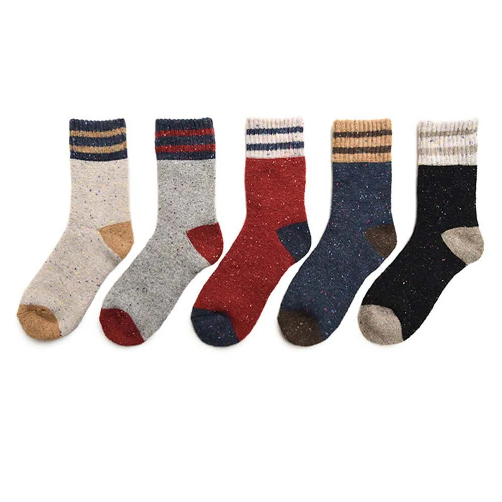 1 пара женских носков для осени и зимы, толстые шерстяные полосатые носки в горошек, модные теплые носки унисекс высокого качества в винтажном стиле