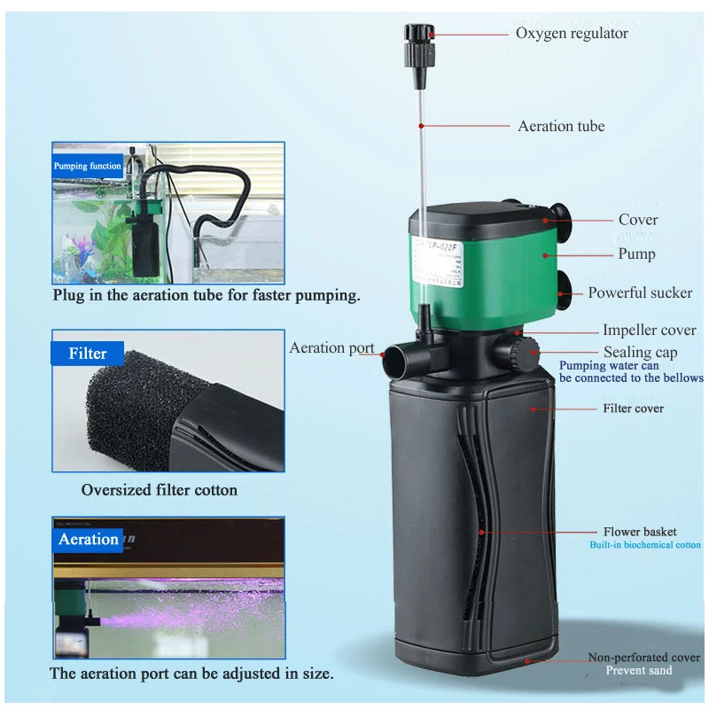 

New 220-240V Internal Aquarium Filter Pump Submersible Fish Tank Water Pump Filter Wave Surf Circulation Oxygen Pump