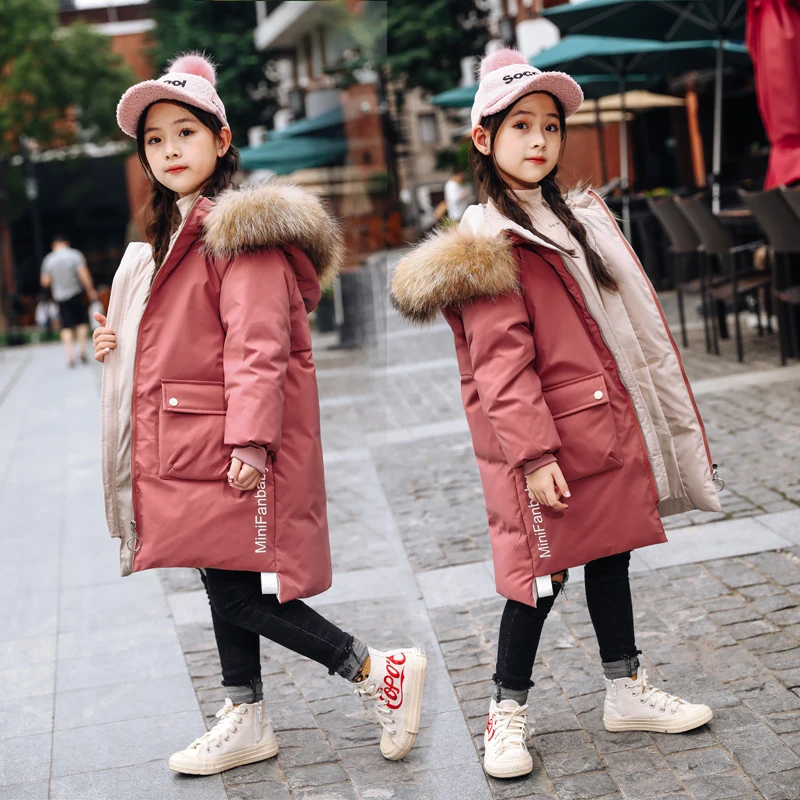 

2019 Winter Down Jacket For Girls Hooded Thicken Warm Girls Winter Coat 5-12 Years Kids Parka Children Outerwear Snowsuit