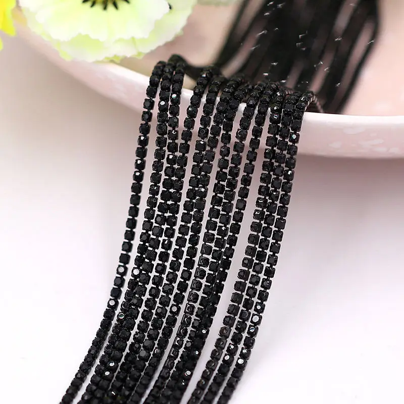 Crystal glass Rhinestone Chain with Colorful bottom sew on stone Cup Chain Gule on Rhinestone Trim DIY  Accessories 