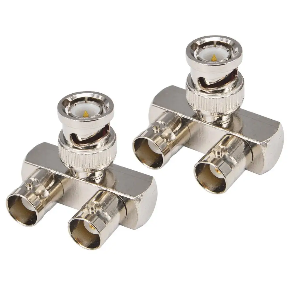 10 Pieces BNC Male to Dual Female Right Angle Adapter 3 Way Splitter Jack Connector Coaxial Surveillance Equipment | Обустройство