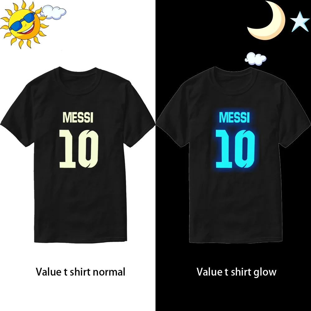 LYTLM family look Lionel Messi/детская одежда, футболки Забавные футболки для папы и дочки одежда для месси, меняющая цвет неоновые мужские футболки - Цвет: Glow