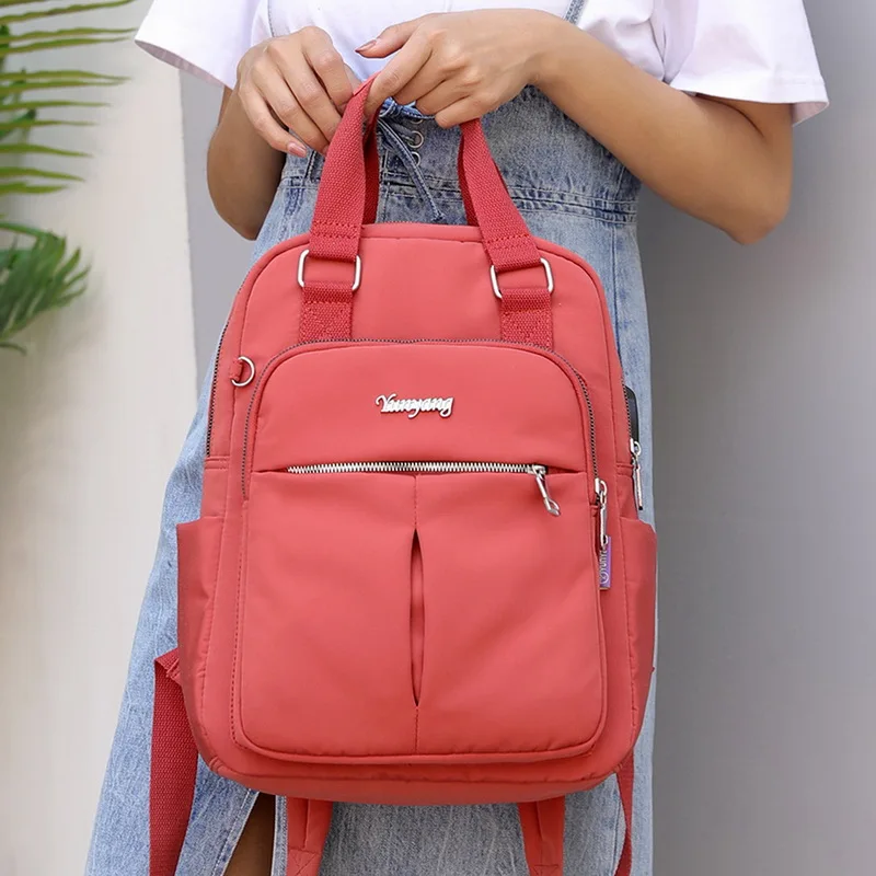 Новые модные женские рюкзаки, Женский однотонный рюкзак для девочек, школьный рюкзак для колледжа, рюкзак с usb зарядкой, дорожные сумки через плечо, сумки