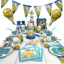Pok�mon birthday party decoration Pikachu party theme dinner plate tablecloth popcorn cup straw children birthday party supplies Pok�mon birthday party decoration Pikachu party theme dinner plate tablecloth popcorn cup straw children birthday party supplies