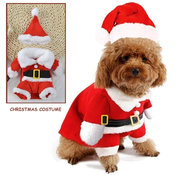 

Winter Christmas Pet Dog Cat Costumes Funny Santa Claus New Year Puppy Outfit For Dogs Cats Warm Chihuahua Pug Yorkshire Clothes