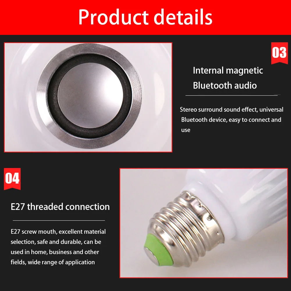 Полезный Смарт E27 RGB Bluetooth динамик светодиодный светильник 12 Вт Музыка Воспроизведение с регулируемой яркостью беспроводной светодиодный светильник с 24 клавишами дистанционного управления