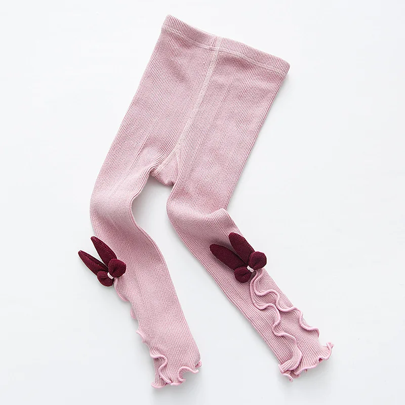 Welaken/однотонные обтягивающие брюки для маленьких девочек; повседневная одежда из хлопка с милым кроликом; детская повседневная одежда в Корейском стиле - Цвет: pink