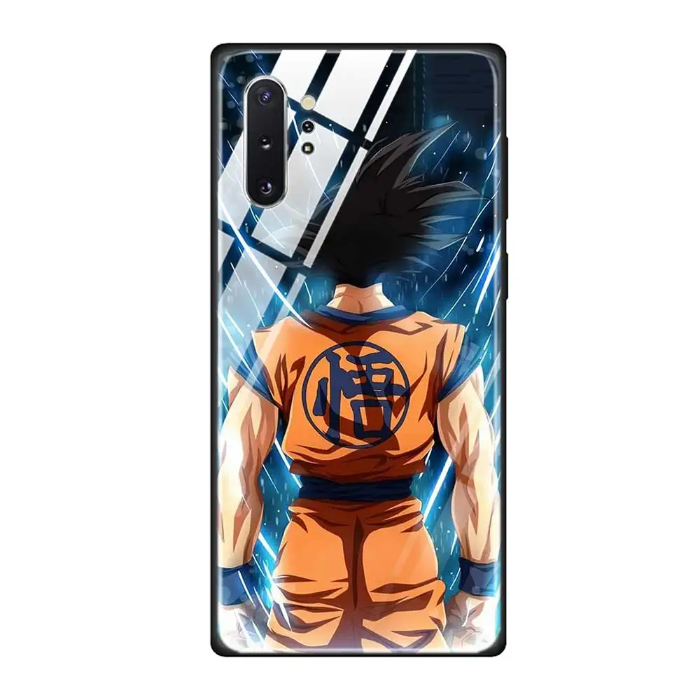 Чехол для телефона из закаленного стекла для Samsung Galaxy S10 S10E S9 S8 Note 9 10 105G Plus A50 A30 TPU Мягкий край чехол DRAGON BALL Z DBZ Gok - Цвет: T02