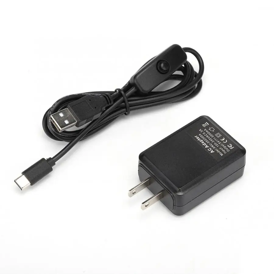 Для Raspberry Pi 4B 5 V/3A type-C с кнопкой переключения линии адаптер питания AC 100-240V зарядное устройство