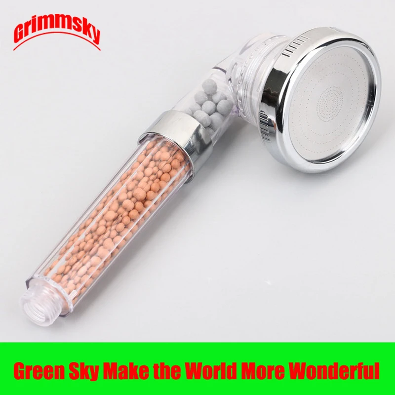 Negative Ion Activated Ceramic Balls Shower Bath Head Adjustable 3 Mode