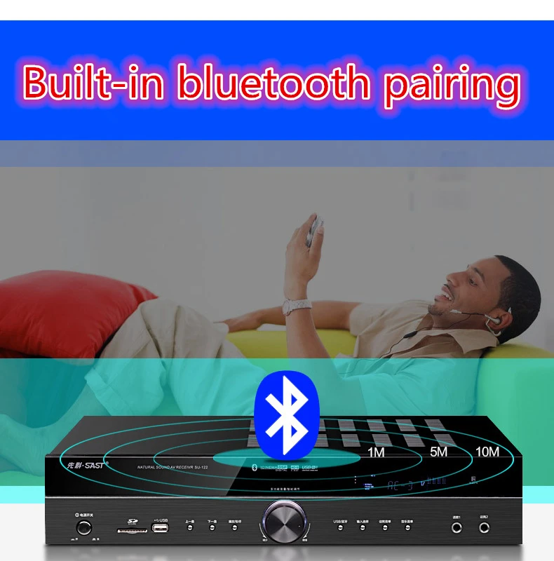Высокая мощность 122 550 Вт/300 Вт 5,1 канальный HIFI усилитель AV Bluetooth домашний кинотеатр аудио усилитель для караоке с светодиодный дисплеем
