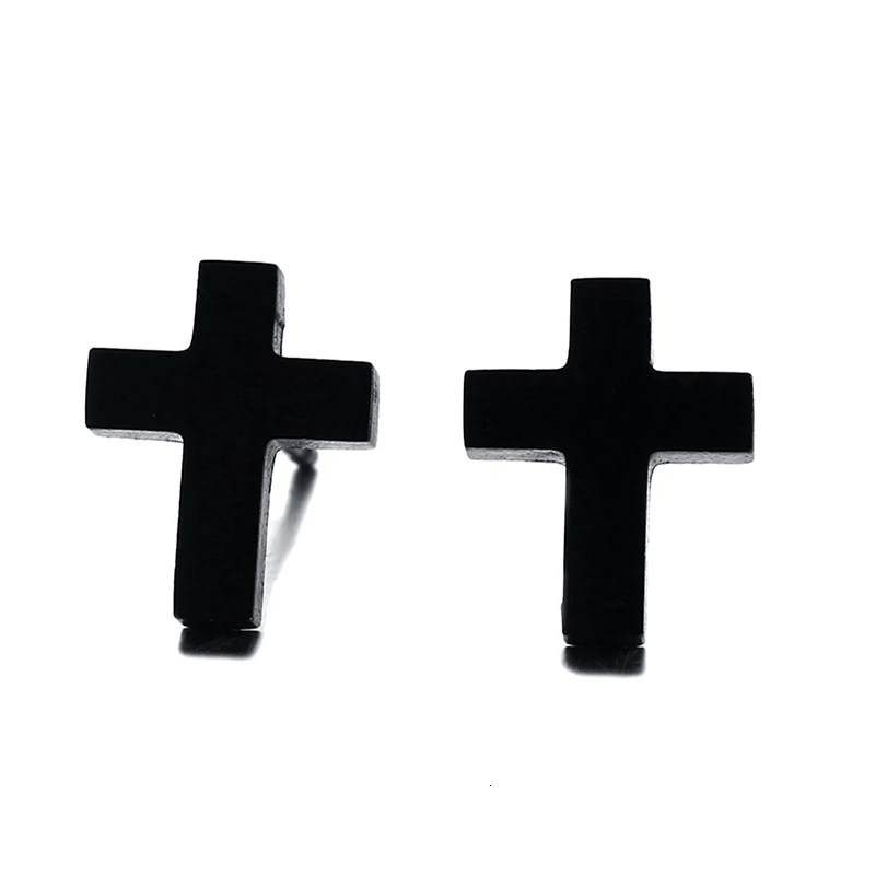 2pcs Black Stainless Steel Cross Post Earrings Simple Modern Minimalist Everyday Stud Earings for Men Women Unisex Jewelry - Image 6