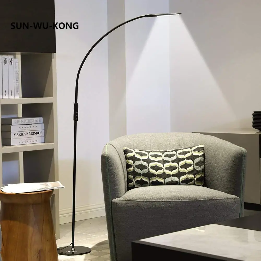 Remote Control LED Floor Lamp for Study Reading Paino Light 360 Degree Rotatable Arm Black White Living Room Bedroom | Освещение