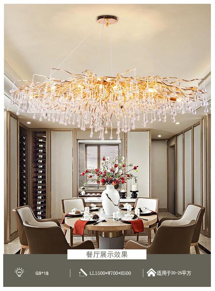 Nordic Luxury Gold Chandeliers Living Room Shiny K9 Crystal Chandelier Fixture 60/80cm LED Lighting Decor for Bedroom Cloth Shop kitchen chandelier