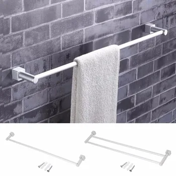 

56cm Aluminum Single Double Layer Towel Rail Rack Holder Shelf Wall Mounted Towel Holder for Kitchen Bathroom Towel Hanger