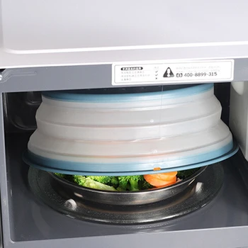 

Collapsible Microwave Cover Lid Folding Silicone Microwave Plate Cover Colander Strainer With Handle for Fruit Vegetables