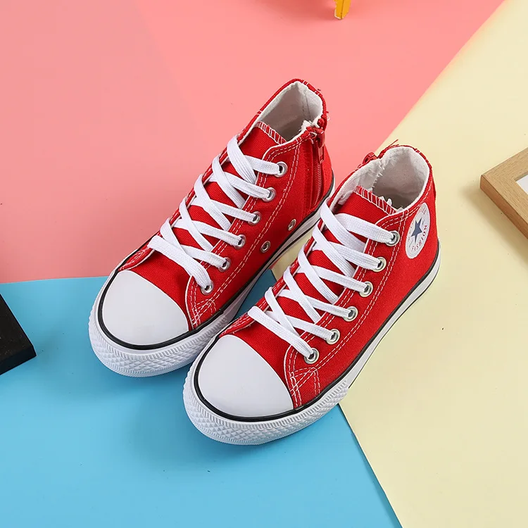 Children Casual Shoes Unisex Classic High Top Girls Canvas Shoes Student Lace Up Sneakers for Boys New Toddler Shoes