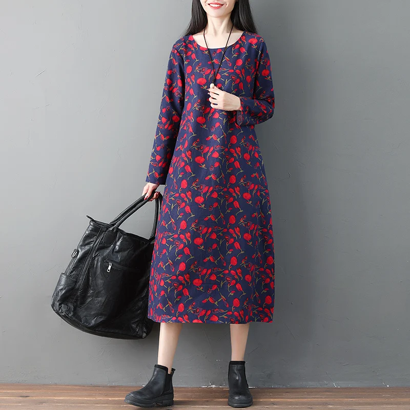 2020 Весна Лето Хлопок и лен платье женское цветочное повседневное длинное Бохо