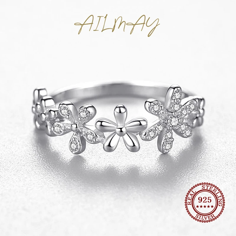 Ailmay 패션  작은 데이지 절묘한 꽃 손가락 반지 여성 소녀 성명 저자 극성 보석