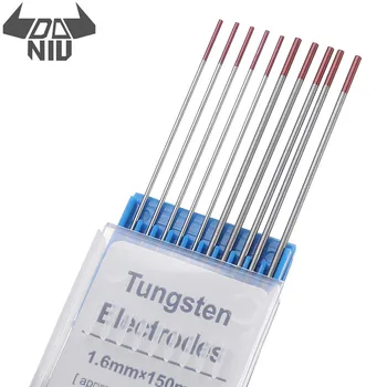 

DANIU 10Pcs WT20 1.0/1.6x150mm TIG Welding Tungsten Electrodes Head Electrode Tungsten Needle/Rod Red Tip Rods Set