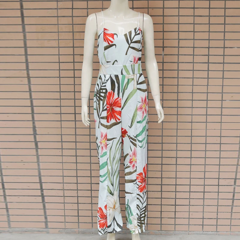 Women Floral Printed Summer Boho Beach Jumpsuit Sleeveless Casual Long Wide Leg Overalls Elegant Chic Streetwear Women Floral Printed Summer Boho Beach Jumpsuit Sleeveless Casual Long Wide Leg Overalls Elegant Chic Streetwear