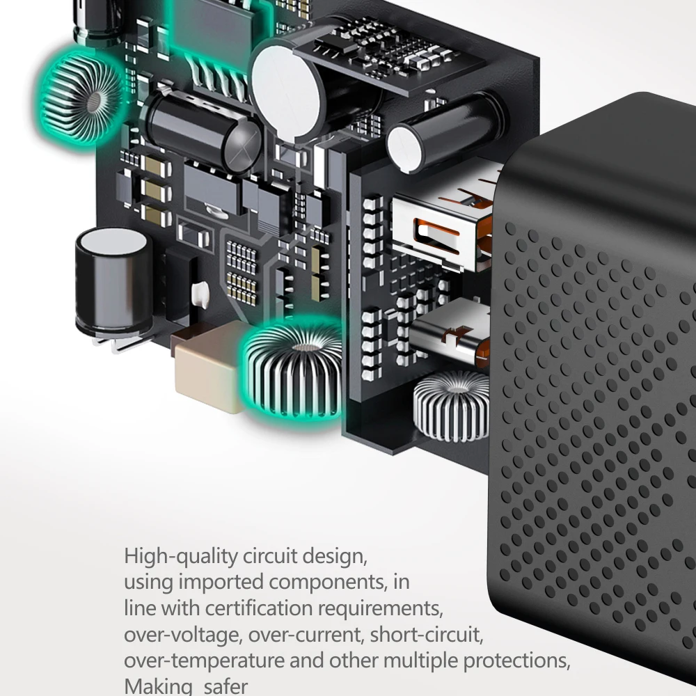 Быстрое зарядное устройство Dpower 18 Вт USB PD20W Quick Charge 3 0 Type C адаптер для телефона