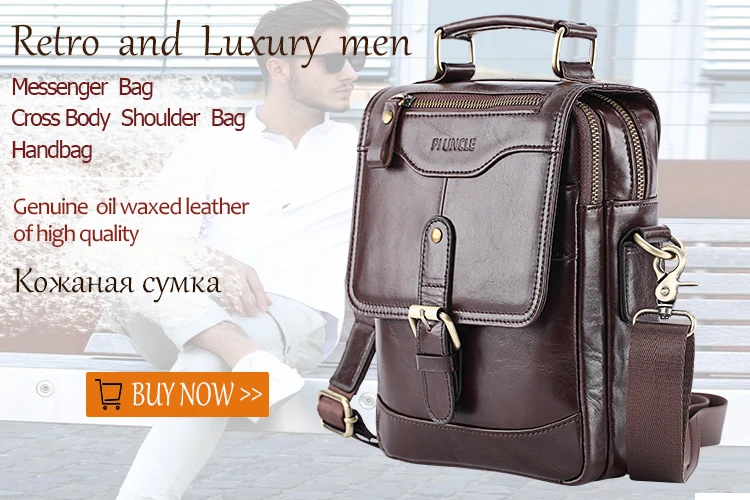 Genuine Leather Men's Messenger Bag Men shoulder Business Laptop Bag Briefcase Document Cross Body Oil Wax Cowhide Male Handbags