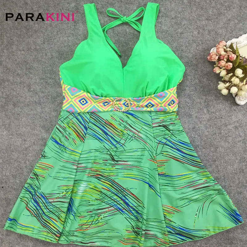 PARAKINI, сдельный купальник,, плюс размер, 2XL, одежда для плавания, для женщин, пуш-ап, купальники, в горошек, с принтом, на бретельках, ретро платье, одежда для плавания, танкини