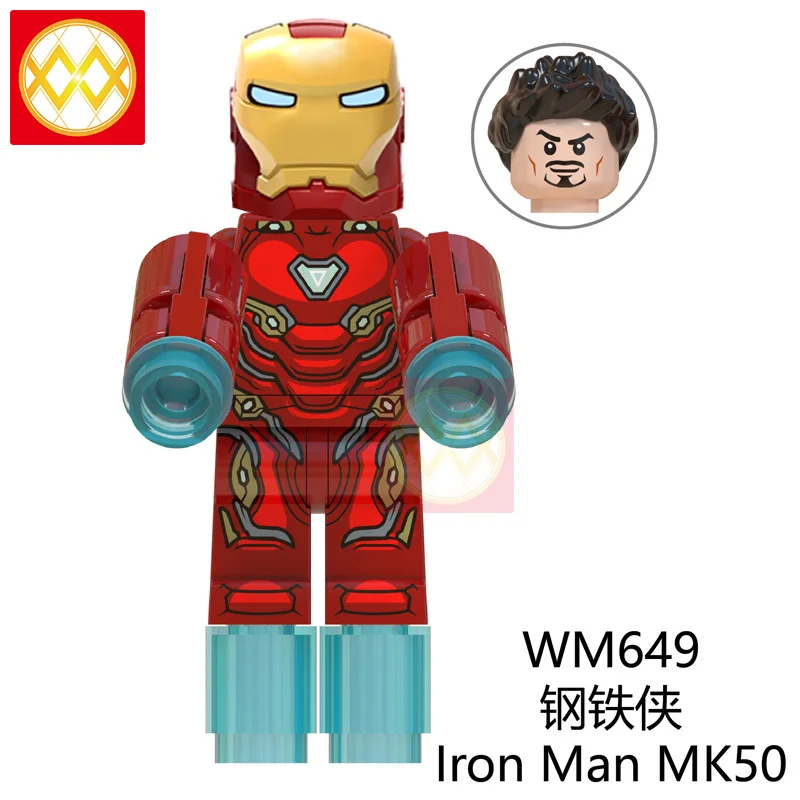 Одиночный Marvel Супер Герои ЖЕЛЕЗНЫЙ ЧЕЛОВЕК строительные блоки кирпичи Mark 6 MK 22 36 37 38 40 41 42 игрушки для детей модель подарок X0246 - Цвет: WM649-Iron Man