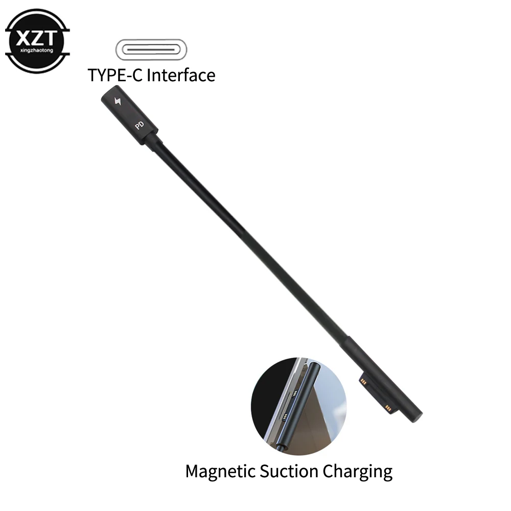 20CM 15V 3A USB Type-C Power Supply for Microsoft Surface Pro 3 4 5 6 Go PD Charging Adapter Cable DC Cord Fast Charger Tablet