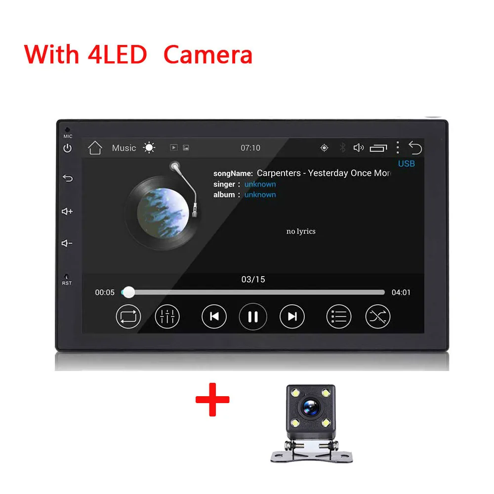 with 4led cam 2Din 7 дюймов Android 8,1 сенсорный экран Авторадио gps Navi WiFi стерео MP5 плеер FM радио автомобильное радио+ камера - Цвет: with 4led cam