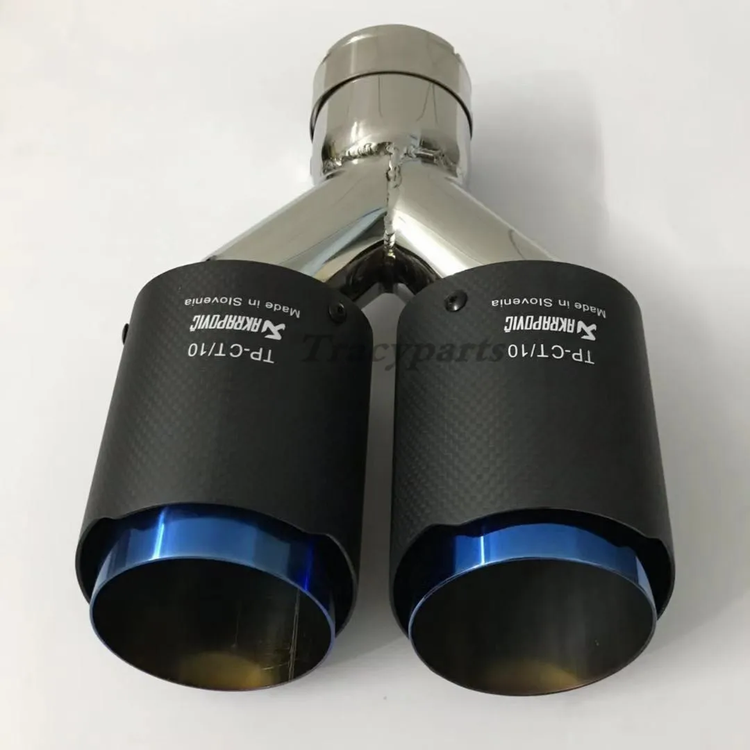 1 шт. автомобиль Akrapovic Универсальный наконечник выхлопной трубы Синий нержавеющая сталь+ углеродное волокно глушитель выхлопной трубы наконечники