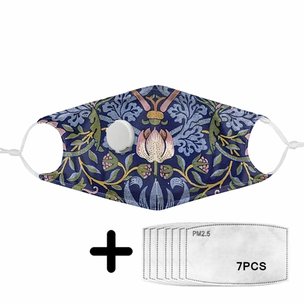 

Classic William Morris Print Dust Face Masks for Women Outdoor Anti-fog Protective Fashion Mask with PM2.5 Maschera Custom