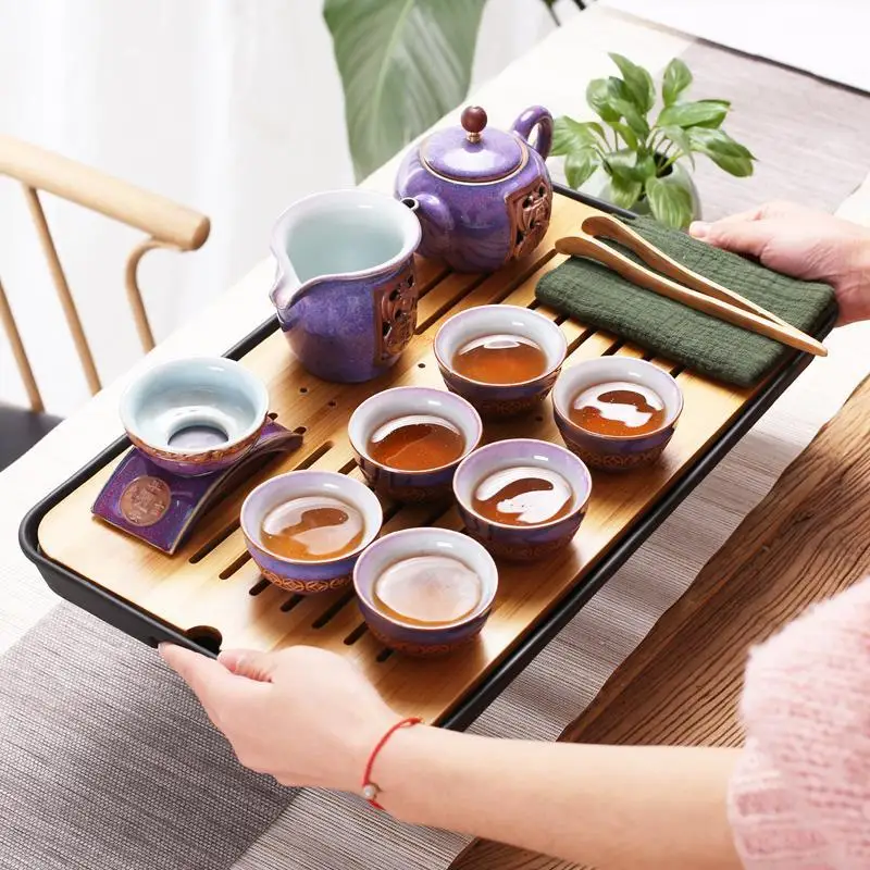 Чайная посуда Kung Fu Vassoio Da Portata Puer Serviertablett Table Bandeja Para Servir Bamboo Gongfu китайская Подставка под порцию чайный поднос