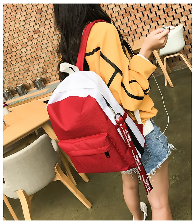 Школьная сумка студенческий корейский стиль кампус Harajuku Ulzzang крутой рюкзак контрастный цвет тренд Универсальный Холщовый Рюкзак