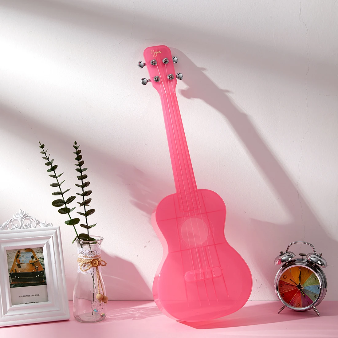 23 дюйма прозрачные акриловые миниатюрная гитара укулеле-4-струн гитара Музыкальные Инструменты Kit в рождественском стиле миниатюрная гитара укулеле-подарок-розовый
