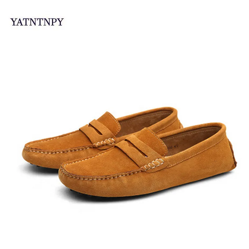 Handmade Suede Leather Mens Shoes Casual Luxury Brand Men Loafers Breathable Driving Shoes Slipon Moccasins Men Big Size