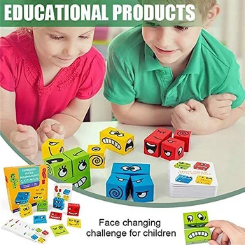 

Children Wooden Logical Thinking Building Blocks Montessori Expression Puzzles Children Kids Early Education Toy