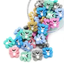 Raindaxc – anneau de dentition en Silicone pour bébé, perles, Panda, licorne, ours, éléphant, Animal, fabrication de collier de dentition, jouet, 10 pièces/lot 