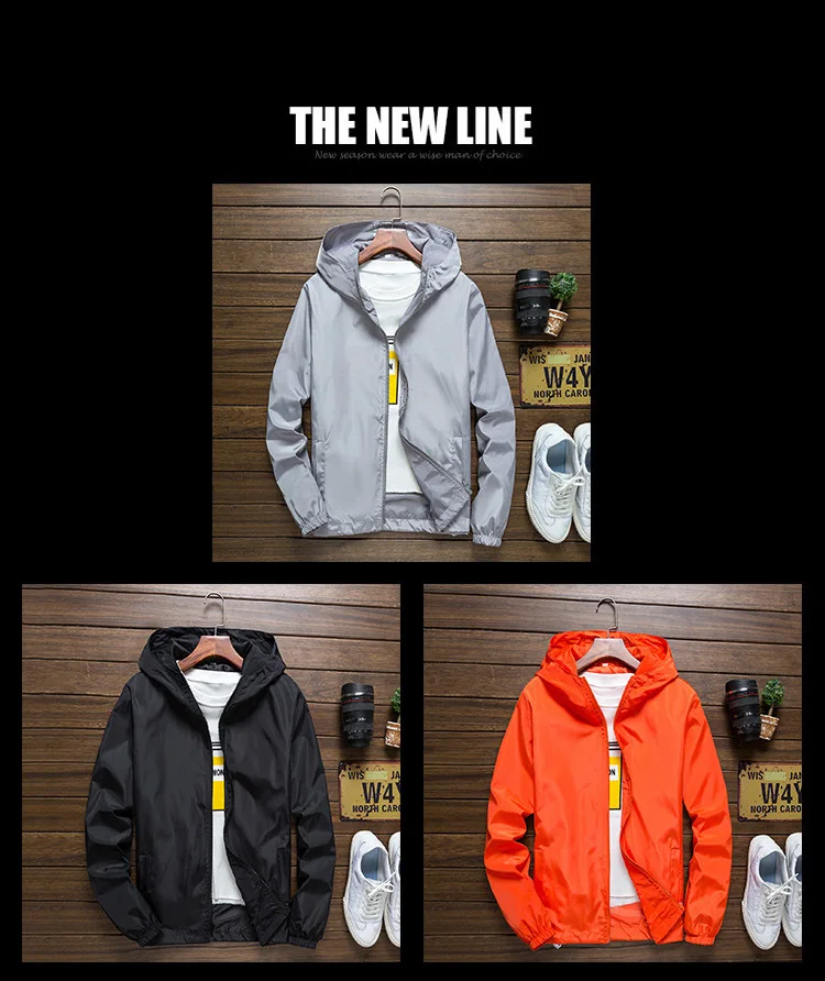 New Spring Autumn Men's Thin Dodge Casual Zippered Hooded Jacket Windproof Coat Long Sleeved Zipper Top 5 Colors stone island jacket