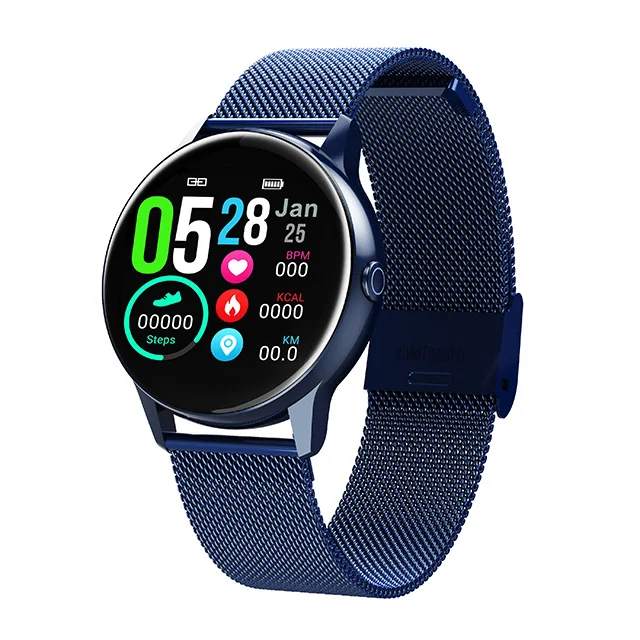 Для женщин IP68 водонепроницаемый смарт-часы Bluetooth Smartwatch для Apple IPhone xiaomi LG монитор сердечного ритма фитнес-трекер - Цвет: Steel Blue
