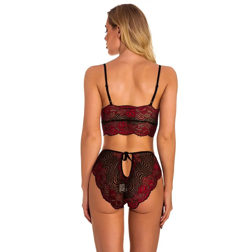 2020 New Fashion Lace Embroidery Wireless Bra Set Push Up Bra Lingerie Sets Soft Underwear Women Hollow Sexy Bra And Panty Sets