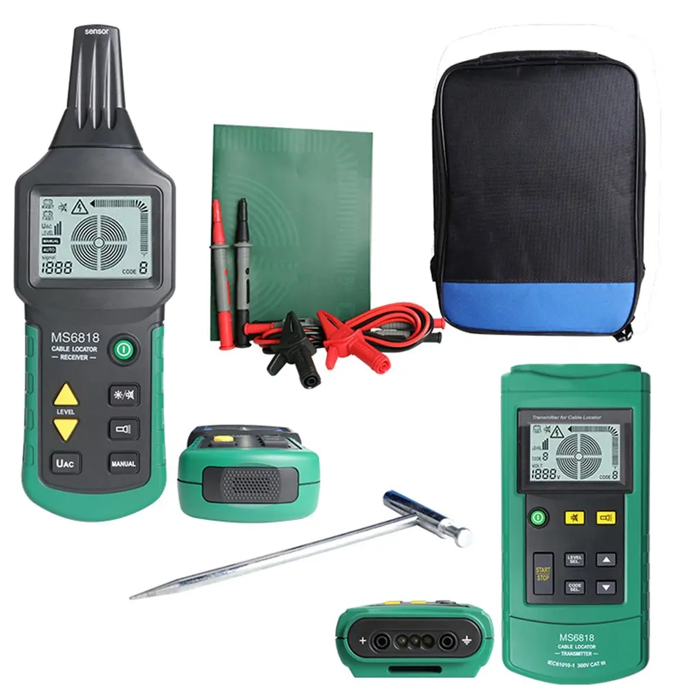 US $135.09 Portable Professional Wire Cable Tracker Metal Pipe Locator Detector Tester Line Tracker Voltage 12400V MS6818