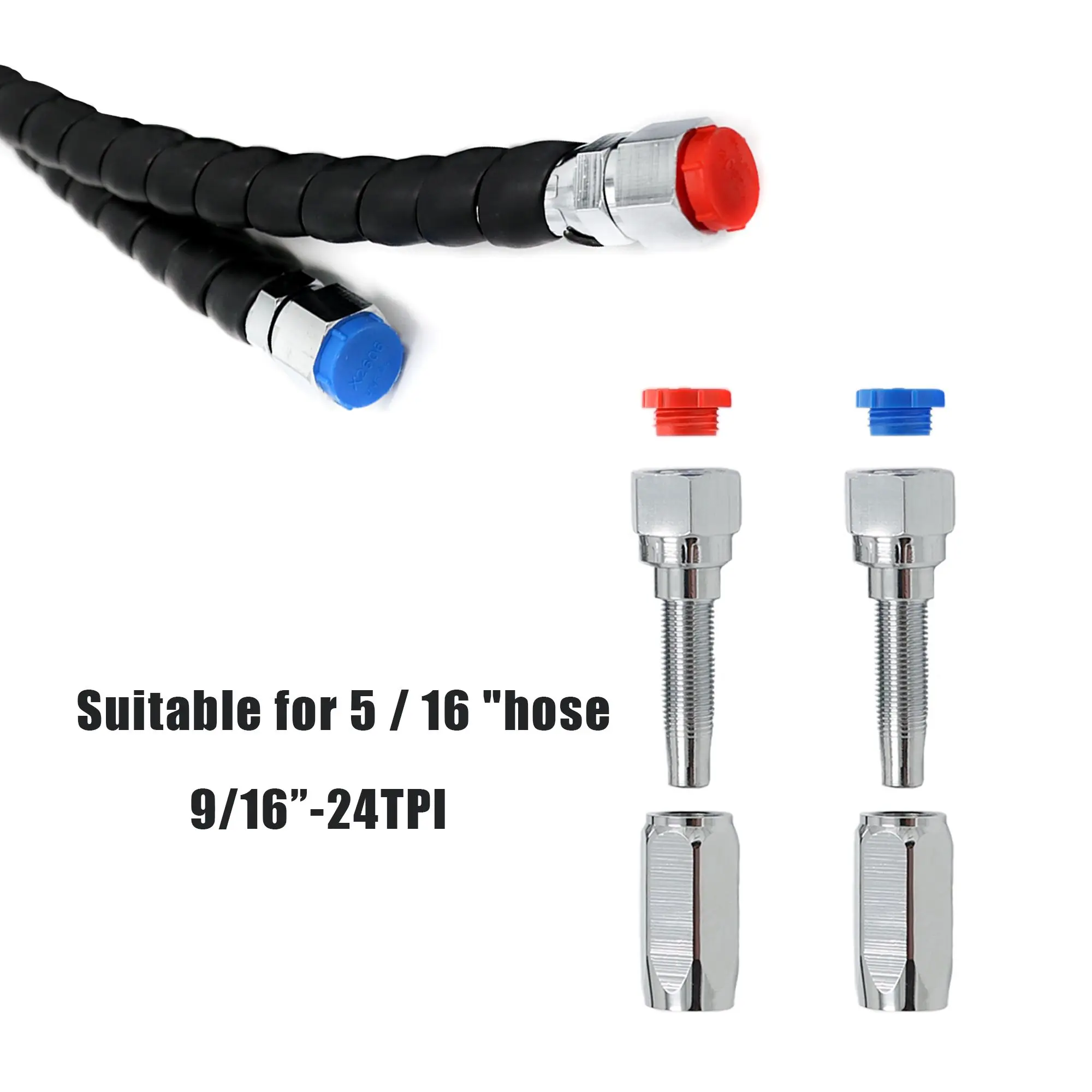 

Reusable Hydraulic Hose Fittings For 5/16" SAE 100R7 Hose Re-usable Tube Connector Compatible with SeaStar, Baystar, Teleflex