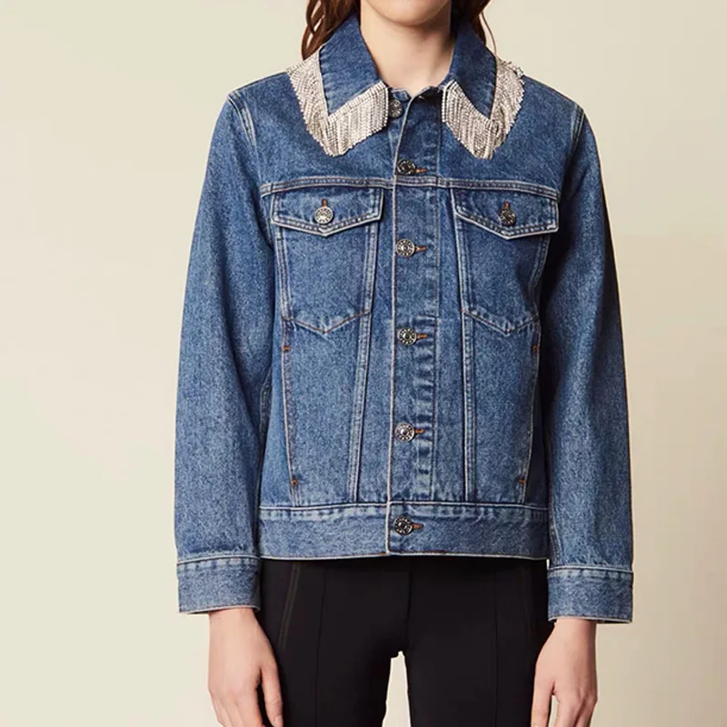 

Women Jacket Denim Jacket Fringed Women's Long Sleeve