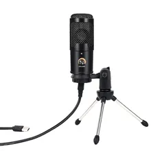 Microphone à condensateur USB, ordinateur, enregistrement vidéo, avec trépied, réduction intelligente du bruit, enregistrement stéréo