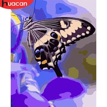

HUACAN Oil Painting By Numbers Butterfly Animal Handpainted On Canvas DIY Pictures By Number Home Decoration Gift