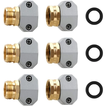 

Garden Hose Repair Kit, Aluminum Mender Female and Male Hose Connector , Fit All 5/8inch and 3/4inch Garden Hose