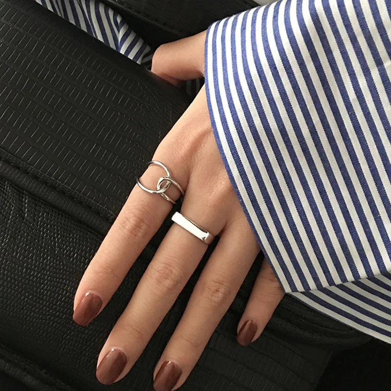 Foxanry Minimalist Silver Color Finger Rings Charm Women Girl Thai Silver Jewelry New Fashion Cross Twining Handmade Ring silver rings
