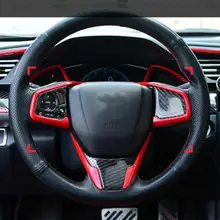 3 шт. красный ABS внутренний руль рамка Накладка для Honda Civic 10th